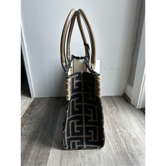 BALMAIN Khaki & Black B-Army 36 Monogram Jacquard Tote $1495 - Picture 9 of 13